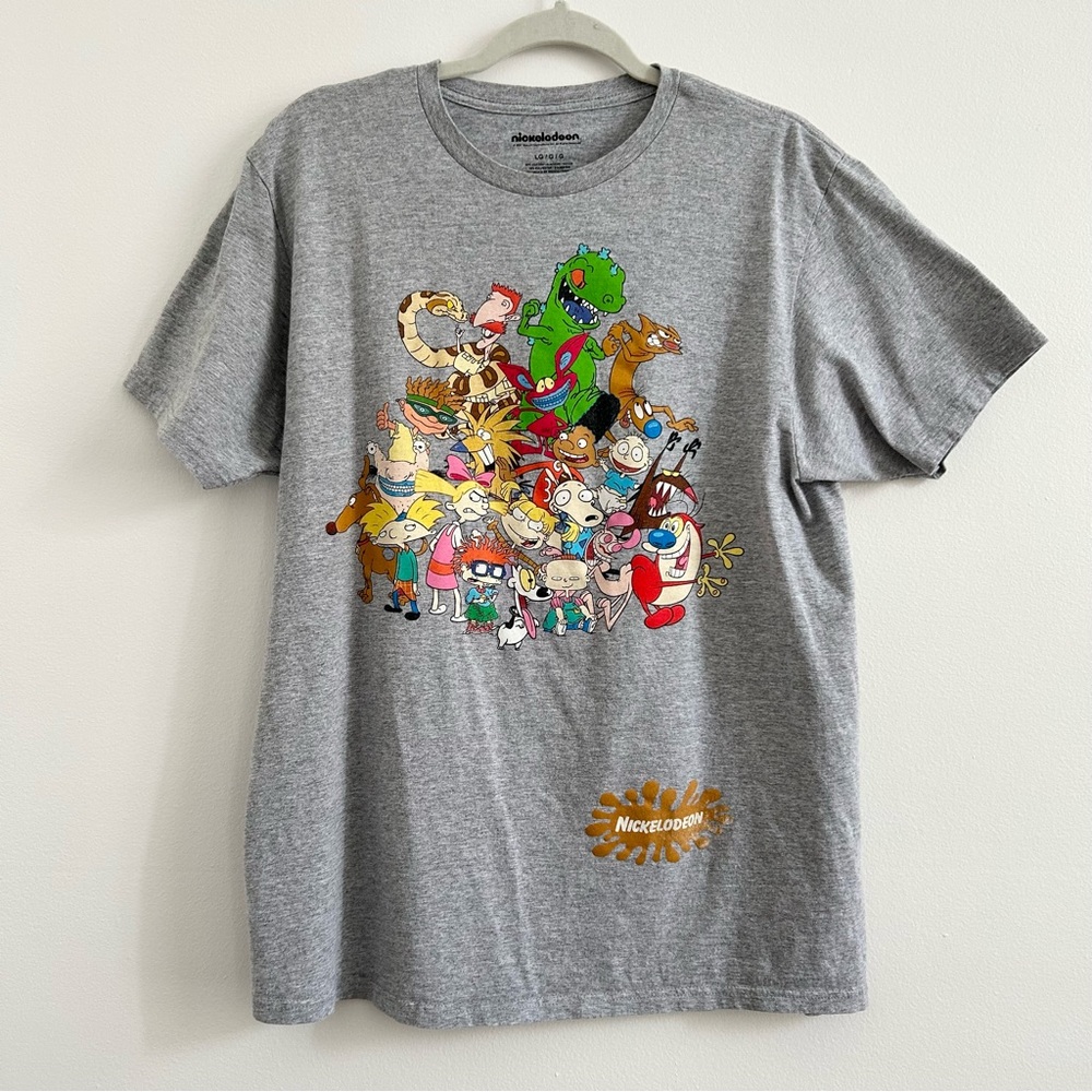 4/$25 Nickelodeon 90s Cartoons Graphic Short Sleeve T-shirt in Grey size Large